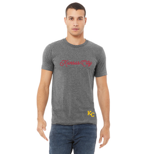 kc red script athletic grey heather tee