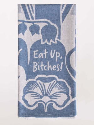 BLUE Q woven dish towel eat up bitches
